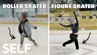 Roller Skaters Try To Keep Up With Figure Skaters | SELF
