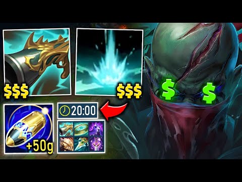 MONEY PRINTER PYKE GETS FULL BUILD BY 20 MINUTES (GOLD FARM) - League of Legends
