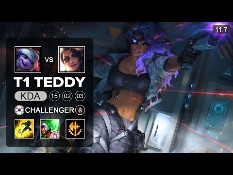 T1 Teddy Samira ADC vs Tristana - KR Challenger Patch 11.7