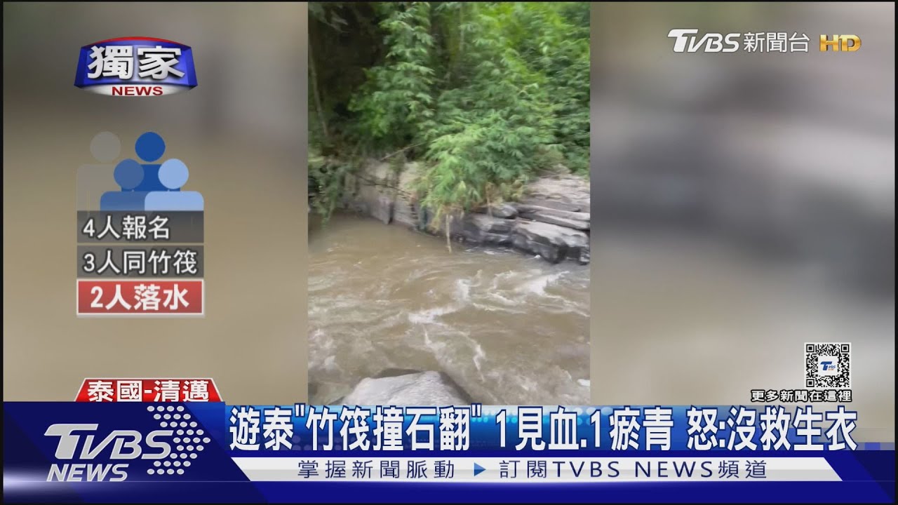 遊泰「竹筏撞石翻」!1見血、1瘀青 怒:沒救生衣