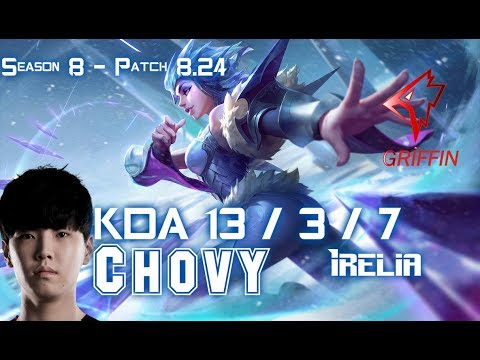 GRF Chovy IRELIA vs SKT T1 Faker LEBLANC Mid - Patch 8.24 KR Ranked
