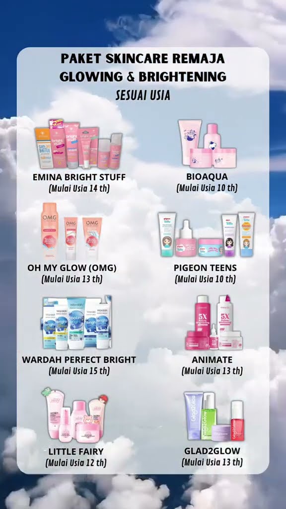 Temukan paket skincare yang tepat sesuai usiamu untuk kulit glowing yang maksimal! ✨💕