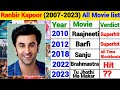 Ranbir Kapoor (2007-2023) All Movie list | Ranbir Kapoor flop and hit All Movie list Ranbir Kapoor |