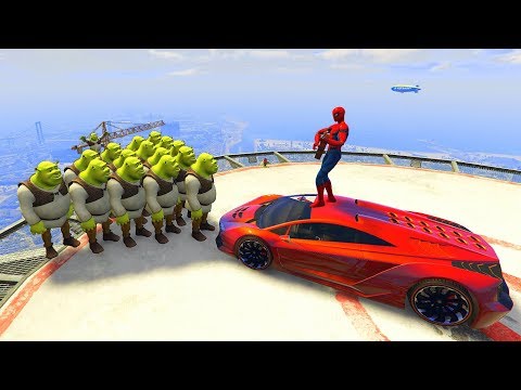GTA 5 Crazy Ragdolls Spiderman Vs SHREK (GTA 5 Euphoria Physics Ragdolls Fails Funny)
