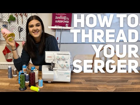 Janome 8002DG 8002DX 8002D How To Thread Up An Overlocker Using The Tie / Pull Through Method