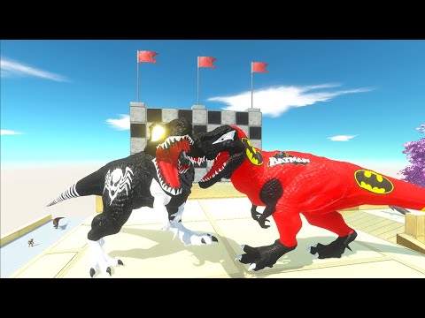VENOM T-REX VS RED BATMAN T-REX & SUPERMAN GORO DEATH CLIBM - Animal Revolt Battle Simulator