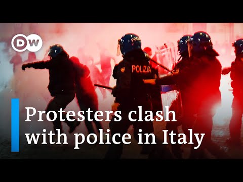 意大利爆發暴力抗議活動，限制冠狀病毒的傳播 - DW新聞 (Violent protests erupt in Italy over coronavirus restrictions | DW News)