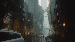 Walking Through A Futuristic Megacity At Night | Rainy Cyberpunk ASMR (8 Hours)
