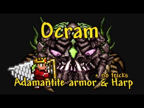 Terraria - Ocram boss solo magic/range kill, Adamantite armor & Harp (PS3)