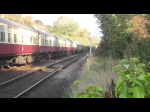 DB 67016 and Arriva blue 67003 on empty stock Holyhead to Bangor