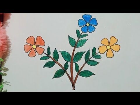 flower easy drawing ||flower easy drawing step by step ||flower easy drawing colour ||flower easy