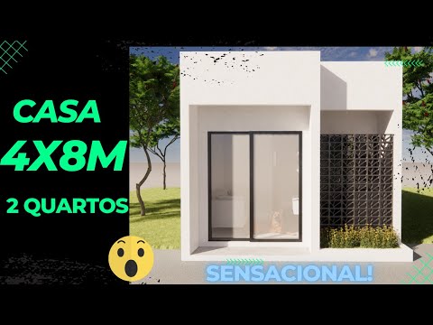 Mini casa 32m2 4X8M  GEMINADA Com 2 quartos / CASA ESTREITA 4M FRENTE small house design ideas
