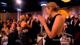 Dakota Johnson and Jamie Dornan during the Golden Globes 2015