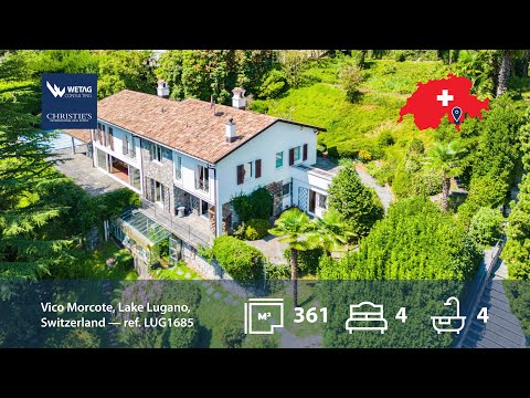 Mediterranean charm on Lake Lugano: elegant villa in Switzerland for sale with pool & lake view