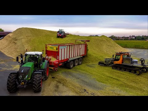 [4k] BIG CORN HARVEST 2020 with John Deere 8800i, snow grommer, 2xFendt 939, Fendt 936 and Fendt 724