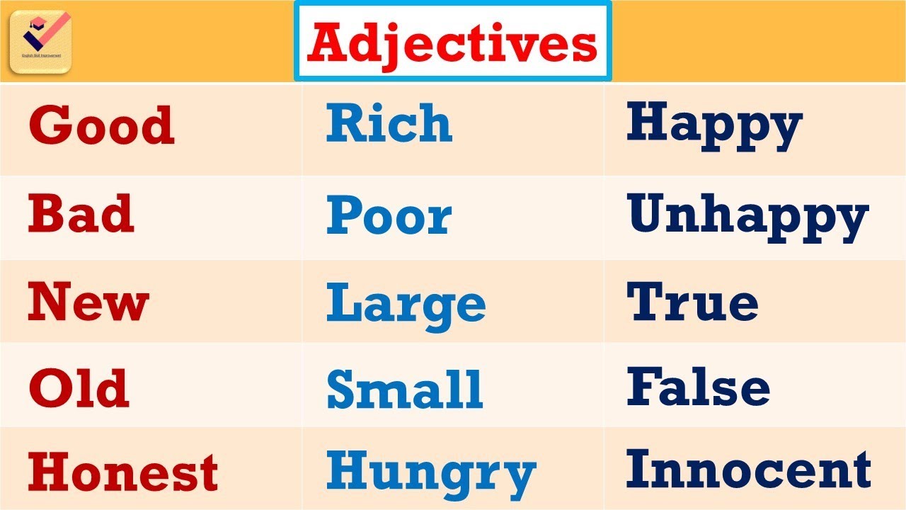 Adjectives : 450 Important Adjectives in English | Vocabulary | English Grammar | Adjective Words