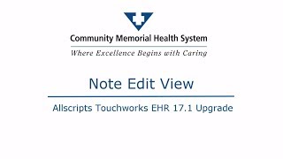 Allscripts EHR 17.1-  Note Edit View