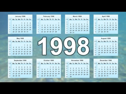 Vídeo: Calendário 1998: Datas, dias da semana e feriados