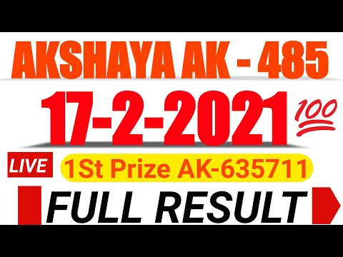KERALA AKSHAYA AK-485 LOTTERY RESULT 17.2.2021 | Today Kerala Lottery result