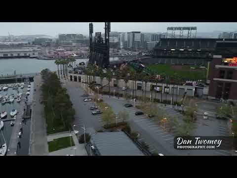 Foggy morning at Oracle Park in San Francisco