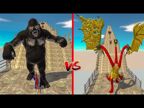 Spider-Man Ghidorah vs King Kong and SpiderMan Dinosaurs DEATH FALL - Animal Revolt Battle Simulator