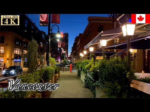 🇨🇦Vancouver Night Walk 2020 - Yaletown in Christmas Time -【4K 60fps】