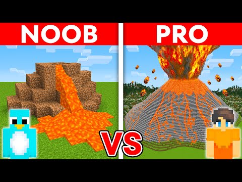 Mind-Blowing Showdown: NOOB vs PRO in Minecraft's Volcano Build Challenge