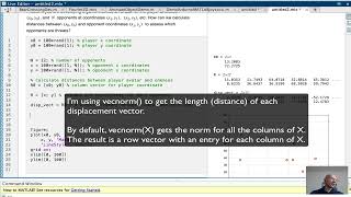 MATLAB: Vectorized Distance Calculation to an Array of Opponents