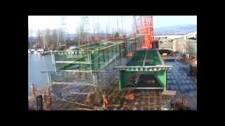 preview picture of video 'Amix Heavy Lift dismantling the old Pitt River Bridge in PItt Meadows, BC'