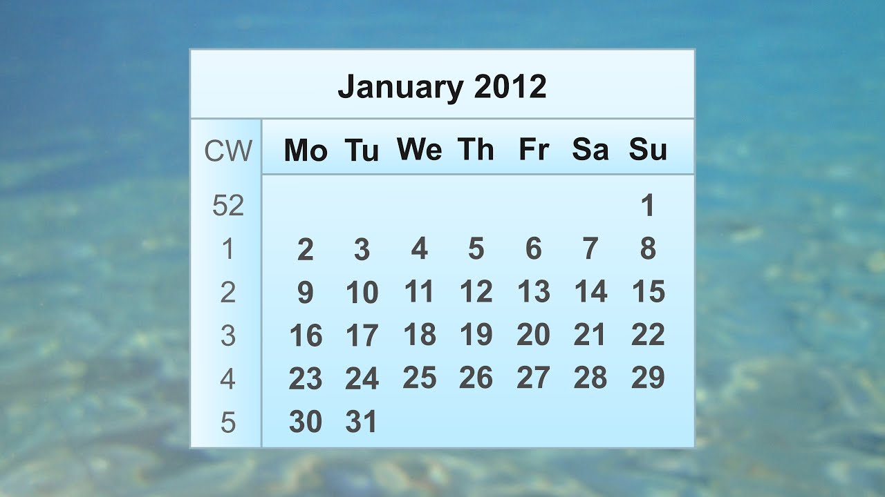 January 2012 Calendar