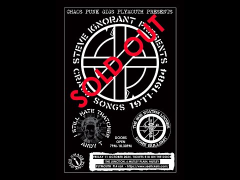 Steve Ignorant presents 'Crass Songs 1977- 1984' Live at The Junction Plymouth 11.10.24