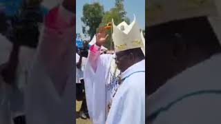 The New Bishop of Nebbi Catholic Diocese Blessing the congregation on concentration day