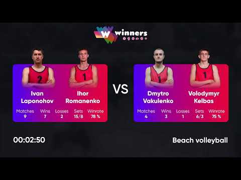 21:00 I. Laponohov / I. Romanenko - D. Vakulenko / V. Kelbas 02.01.2023 | Winners Beach Volleyball