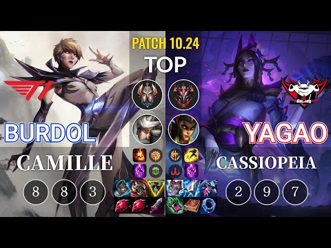 T1 Burdol Camille vs JDG Yagao Cassiopeia Top - KR Patch 10.24