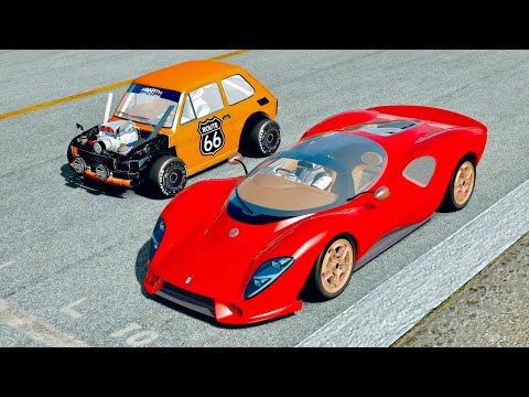 De Tomaso P72 2022 vs Fiat 126 Monster Prototype at Top Gear Track