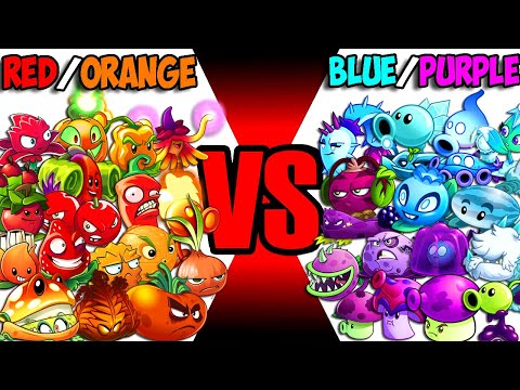 Team RED-ORANGE vs BLUE-PURPLE Plants - Who Will Win? - PvZ 2 Team Plant Vs Team Plant
