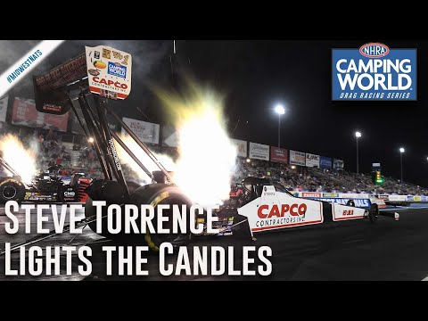 Steve Torrence lights the candles Friday night in St. Louis