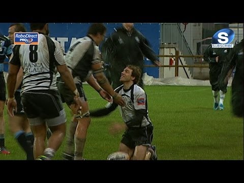 Giulio Toniolatti slides in for a Try - Zebre v Cardiff Blues 1st March 2014