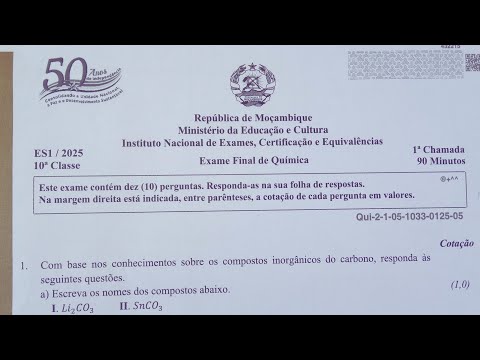 COMPLETE SOLUTION TO THE FINAL CHEMISTRY EXAM, 10TH GRADE, 2025, 1ST CALL