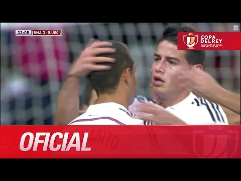 Chicharito's backheel assist and James' stunning goal (3-0) Real Madrid - UE Cornellà