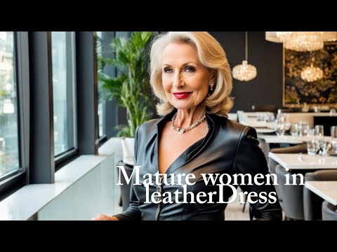 Mature women Over 40 in pretty leather Dresses For elegant looks// Office Wear dresses 2024
