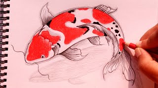 How to Draw a Koi Fish Easy || colorful Fish Drawing || Step by Step Drawing Tutorial for Beginners