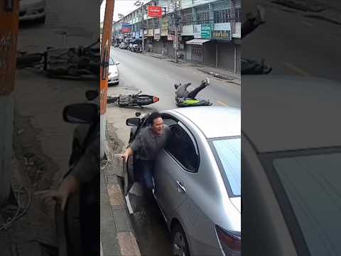 ชนเต็มที่เลยแต่ ลุกขึ้ามาเดิน ชิว ๆ #อุบัติเหตุ #funny #nearmiss