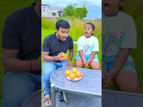 Misti and papa eats an orange 🍊& something Unbelievable happens! 😱🤪🤣 #shorts #viralvideo #funny