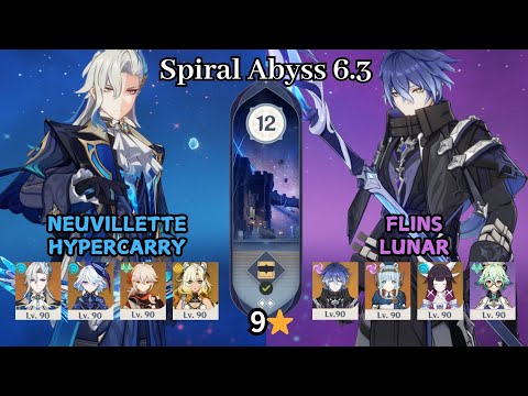 C0 Neuvillette Hypercarry & C0 Flins Lunar-Charged | Spiral Abyss 6.3 | Full Star Clear