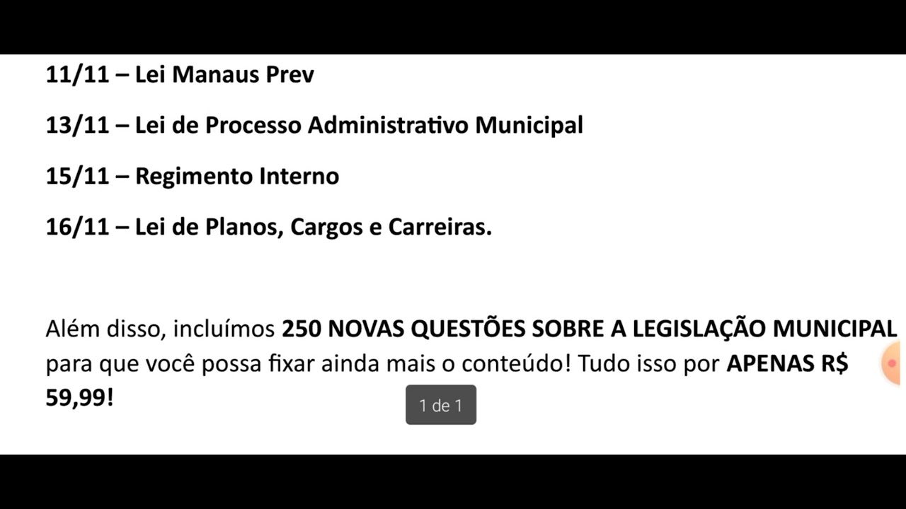 REVISÃO DE VÉSPERA: TÉCNICO LEGISLATIVO - CÂMARA DE MANAUS