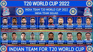 India's T20 World Cup squad | India squad for T20 World Cup 2022 | T20 World Cup India Team