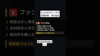 ファンダム　しらさぎステークス　全頭診断