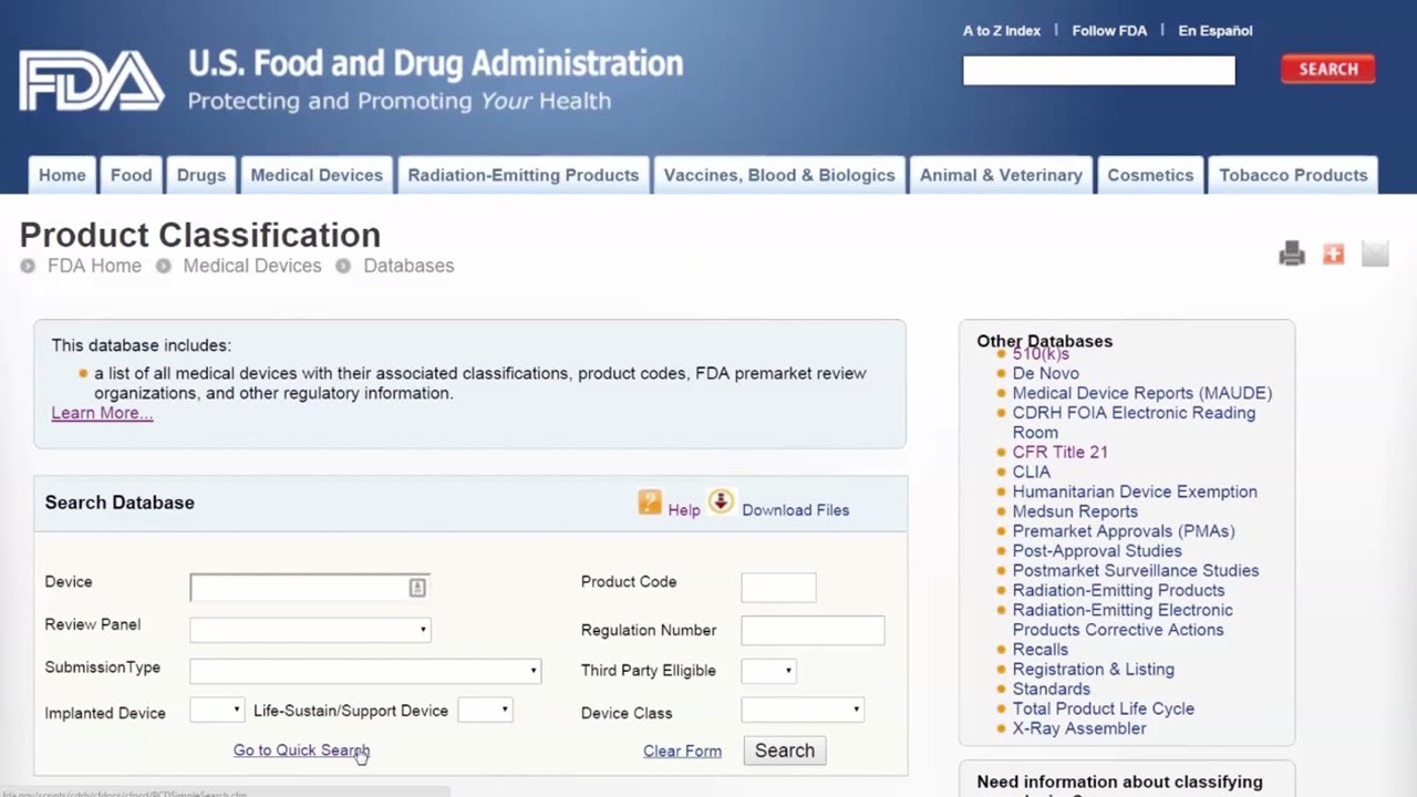 Overview of the USA FDA Classification Process