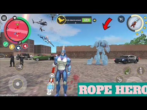 Rope Hero Vice Town (Rope Hero FreezeCar Robot and shocked Electric) RopeHero with Snow Gun Ball